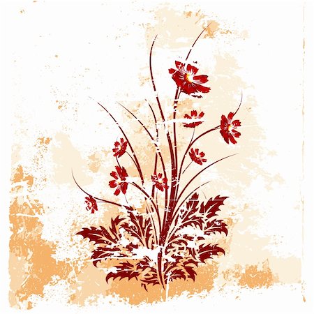 fall floral backgrounds - Abstract grunge painted background with flowers vector illustration Stock Photo - Budget Royalty-Free & Subscription, Code: 400-04171315