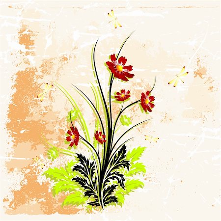 simsearch:400-05311033,k - Abstract grunge painted background with flowers vector illustration Stockbilder - Microstock & Abonnement, Bildnummer: 400-04171316