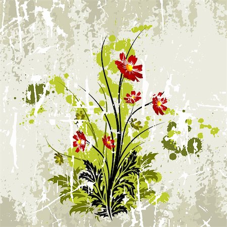 simsearch:400-04803004,k - Abstract grunge painted background with flowers vector illustration Photographie de stock - Aubaine LD & Abonnement, Code: 400-04171313