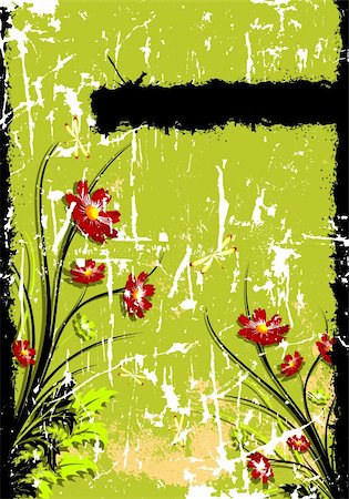 simsearch:400-05311033,k - Abstract grunge painted background with flowers vector illustration Stockbilder - Microstock & Abonnement, Bildnummer: 400-04171320