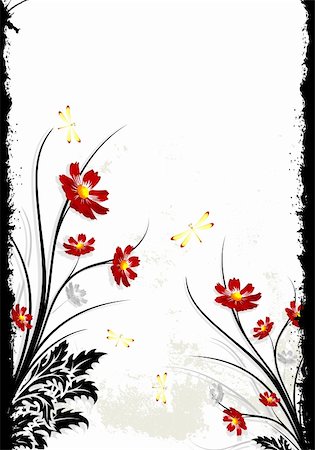 simsearch:400-04803004,k - Abstract grunge painted background with flowers vector illustration Photographie de stock - Aubaine LD & Abonnement, Code: 400-04171322