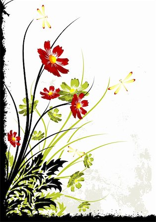 simsearch:400-04803004,k - Abstract grunge painted background with flowers vector illustration Photographie de stock - Aubaine LD & Abonnement, Code: 400-04171323