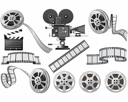 reel to reel camera - Film Industry attributes - film, movie camera and Film Slate Stock Photo - Budget Royalty-Free & Subscription, Code: 400-04171527