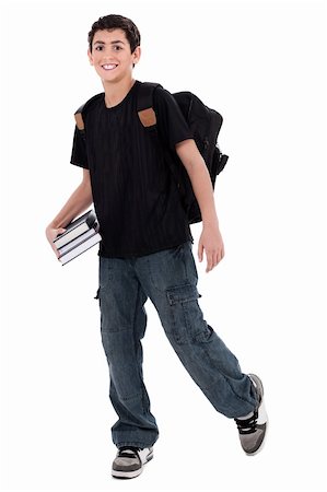 simsearch:400-05745952,k - Handsome teenager boy student with books in hand on isolated white background Stock Photo - Budget Royalty-Free & Subscription, Code: 400-04171775