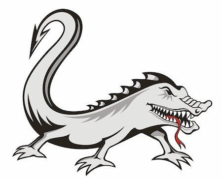salamandra - Evil lizard tattoo isolated on white background Fotografie stock - Microstock e Abbonamento, Codice: 400-04171861