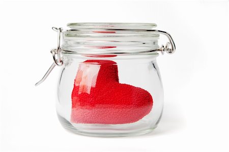 Red plush heart in a jar, lid closed, isolated on white. Stock Photo - Budget Royalty-Free & Subscription, Code: 400-04171870