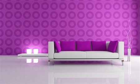 simsearch:400-04156984,k - white and puple couch in front a geometical wallpaper Stockbilder - Microstock & Abonnement, Bildnummer: 400-04172036