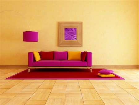 colored couch in a ethnic lounge , rendering Stock Photo - Budget Royalty-Free & Subscription, Code: 400-04172038