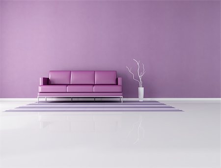 simsearch:400-04156984,k - leather modern couch in front a purple plaster wall - rendering Stockbilder - Microstock & Abonnement, Bildnummer: 400-04172056