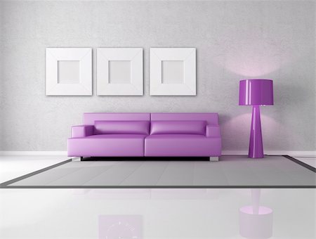 simsearch:400-04156984,k - minimalist gray and purple living room with fashion lamp Stockbilder - Microstock & Abonnement, Bildnummer: 400-04172065