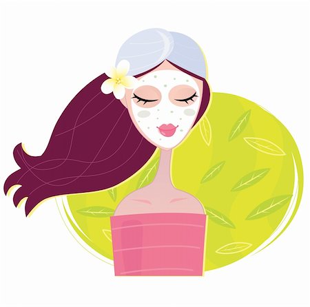 Young girl with facial mask. Vector Illustration. Stock Photo - Budget Royalty-Free & Subscription, Code: 400-04172099