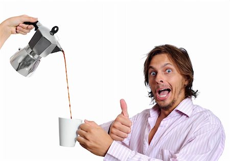 percolateur - Business man is well pleased with the coffee Stock Photo - Budget Royalty-Free & Subscription, Code: 400-04172156
