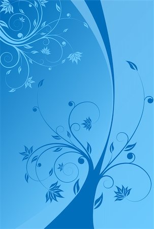 Abstract painted background with floral scroll in blue color Stock Photo - Budget Royalty-Free & Subscription, Code: 400-04172216