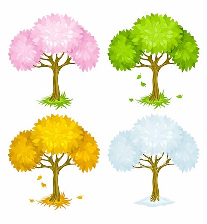 simsearch:400-04239996,k - set of trees from different seasons vector illustration Photographie de stock - Aubaine LD & Abonnement, Code: 400-04172230