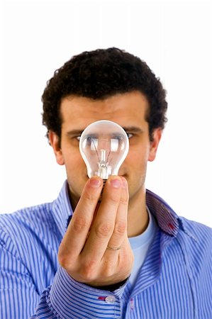 man with light bulb on hand - focus on lamp Stockbilder - Microstock & Abonnement, Bildnummer: 400-04172259