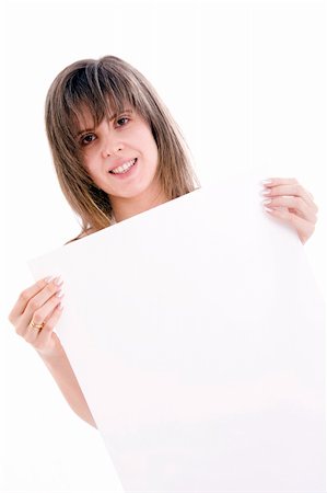 woman with empty card Stockbilder - Microstock & Abonnement, Bildnummer: 400-04172264