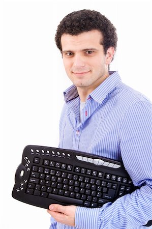 man with keyboard under is arm Stockbilder - Microstock & Abonnement, Bildnummer: 400-04172260