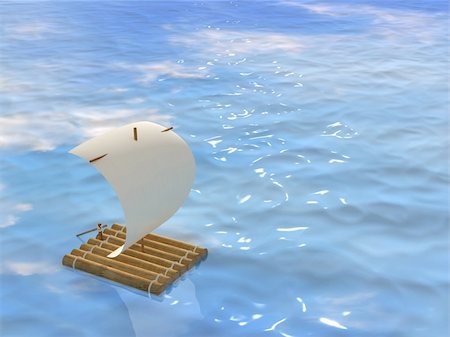 simsearch:400-04177336,k - 3d self-made wooden raft with sail from a paper Stock Photo - Budget Royalty-Free & Subscription, Code: 400-04172355