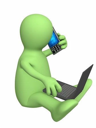 simsearch:400-04352175,k - 3d puppet, sitting with a laptop - dialogue in the Internet Stock Photo - Budget Royalty-Free & Subscription, Code: 400-04172371