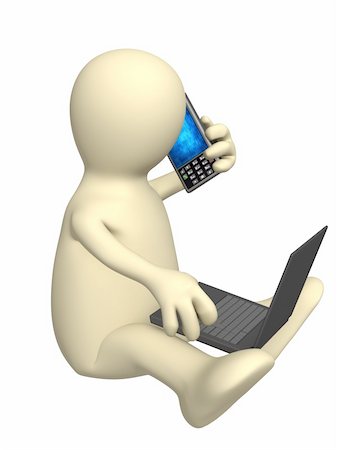 simsearch:400-04352175,k - 3d puppet, sitting with a laptop - dialogue in the Internet Stock Photo - Budget Royalty-Free & Subscription, Code: 400-04172372