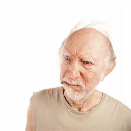 elderly characters - Senior man in ragged shirt smoking stub of cigarette Stock Photo - Budget Royalty-Free & Subscription, Code: 400-04172719