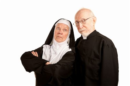 simsearch:400-04671065,k - Funny priest and nun on white background Stock Photo - Budget Royalty-Free & Subscription, Code: 400-04172737