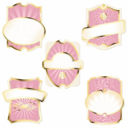 simsearch:400-04177200,k - Collection of elegant pink and gold labels inspired by Rococo era designs. Graphics are grouped and in several layers for easy editing. The file can be scaled to any size. Stock Photo - Budget Royalty-Free & Subscription, Code: 400-04172910