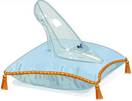 Crystal Cinderella?s slipper on blue pillow Stock Photo - Budget Royalty-Free & Subscription, Code: 400-04173073