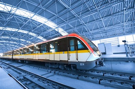 railroad track city perspective - train,stop in the railway station shanghai china. Stock Photo - Budget Royalty-Free & Subscription, Code: 400-04173225