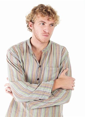 Portrait of handsome Caucasian man wearing casual clothes on white background. NOT ISOLATED Stock Photo - Budget Royalty-Free & Subscription, Code: 400-04173258