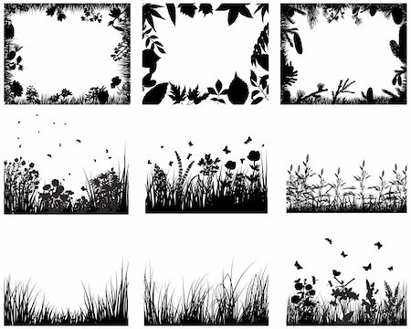 simsearch:400-08615799,k - Vector grass silhouettes backgrounds set. All objects are separated. Stock Photo - Budget Royalty-Free & Subscription, Code: 400-04173334