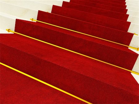 3d image of classic red carpet on stair Stock Photo - Budget Royalty-Free & Subscription, Code: 400-04173719