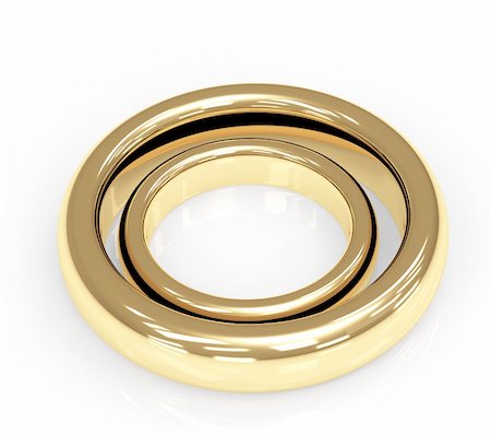 simsearch:400-06061555,k - Two 3d gold wedding ring. Objects over white Photographie de stock - Aubaine LD & Abonnement, Code: 400-04173807