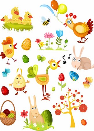 poult - vector illustration of a  big easter set new Stock Photo - Budget Royalty-Free & Subscription, Code: 400-04173838