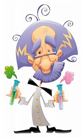 Mad scientist. Funny vector and cartoon character. Stock Photo - Budget Royalty-Free & Subscription, Code: 400-04173911