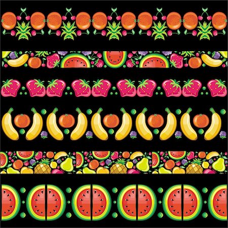 Vector fruitty pattern set on black background. Stock Photo - Budget Royalty-Free & Subscription, Code: 400-04184523