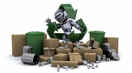 simsearch:400-06526953,k - 3D render of a robot with trash Foto de stock - Super Valor sin royalties y Suscripción, Código: 400-04184574