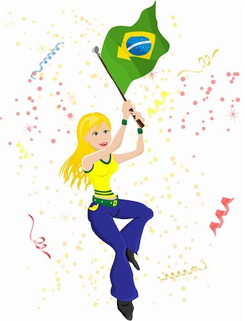 simsearch:400-04340190,k - Brazil Soccer Fan with flag. Editable Vector Illustration Photographie de stock - Aubaine LD & Abonnement, Code: 400-04184612