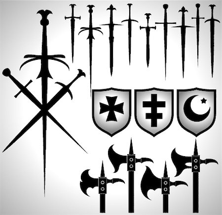 power ax - heraldic set,  this illustration may be useful as designer work Photographie de stock - Aubaine LD & Abonnement, Code: 400-04184629