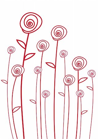 drawing of roses - red flowers, vector background Stock Photo - Budget Royalty-Free & Subscription, Code: 400-04184797
