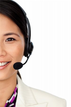 simsearch:400-04119293,k - Confident customer service representative using headset isolated on a white background Fotografie stock - Microstock e Abbonamento, Codice: 400-04184852