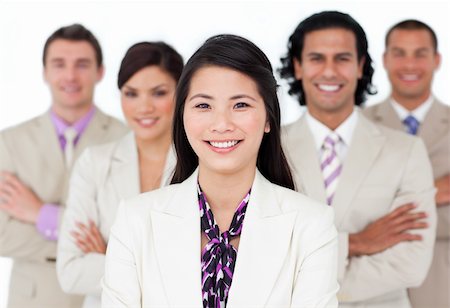 Presentation of an international business team against a white background Photographie de stock - Aubaine LD & Abonnement, Code: 400-04184900