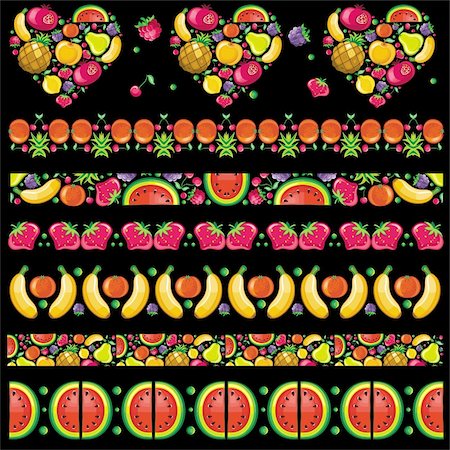 simsearch:400-04153397,k - Fruity juicy patterns  isolated on black Stockbilder - Microstock & Abonnement, Bildnummer: 400-04185011