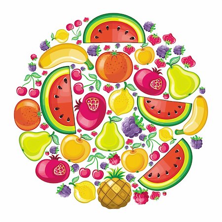 simsearch:400-08165814,k - Different types of delicious fruits combined in juicy planet Stockbilder - Microstock & Abonnement, Bildnummer: 400-04185012