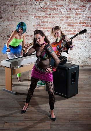 Young all girl punk rock band trio Stock Photo - Budget Royalty-Free & Subscription, Code: 400-04185098