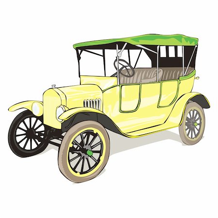 paraurti - fully editable vector isolated old funny colored car with details Fotografie stock - Microstock e Abbonamento, Codice: 400-04185259