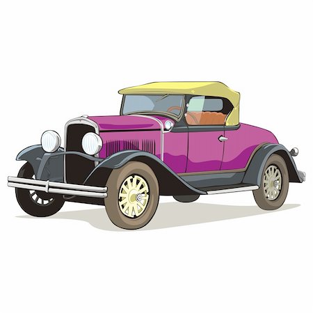 simsearch:400-04148958,k - fully editable vector isolated old funny colored car with details Stock Photo - Budget Royalty-Free & Subscription, Code: 400-04185266