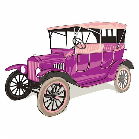 simsearch:400-04148958,k - fully editable vector isolated old funny colored car with details Stock Photo - Budget Royalty-Free & Subscription, Code: 400-04185260