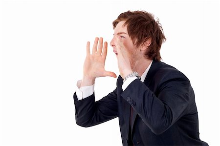 frustrated businessman shouting with white background Stock Photo - Budget Royalty-Free & Subscription, Code: 400-04185579