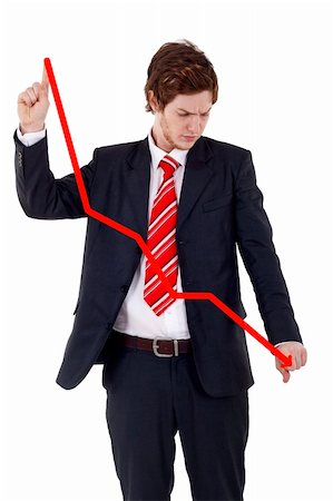 executive writing on glass - businessman drawing a descendent graph with his hands over white Stock Photo - Budget Royalty-Free & Subscription, Code: 400-04185584